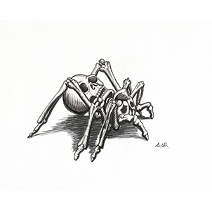 Fantasy Art Painting titled Bone Spider.  Click on the image to see a full frame image and a more extensive description