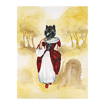 Painting of a fox headed beautiful woman 