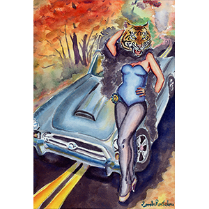 Fantasy Art Painting titled HotRod Sun Tiger.  Click on the image to see a full frame image and a more extensive description