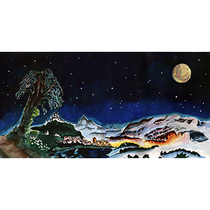 Fantasy Art Painting titled Moonscape.  Click on the image to see a full frame image and a more extensive description