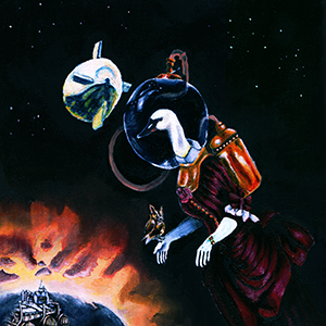 Painting of A swan in space