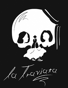 Digital Illustration of am opera poster for the opera La Traviata