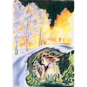 Fantasy Art Painting titled Spring.  Click on the image to see a full frame image and a more extensive description