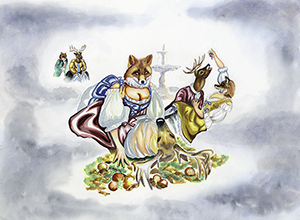 Fantasy Art Painting titled Garden Party.  Click on the image to see a full frame image and a more extensive description