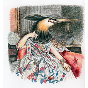 Fantasy Art Painting titled Grebe.  Click on the image to see a full frame image and a more extensive description
