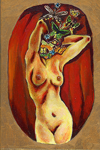 Fantasy Art Painting titled Bursting.  Click on the image to see a full frame image and a more extensive description