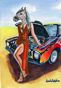 Fantasy Art Painting titled Hotrod Pinto.  Click on the image to see a full frame image and a more extensive description