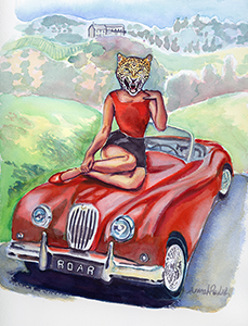 Fantasy Art Painting titled HotRod Jaquar.  Click on the image to see a full frame image and a more extensive description