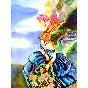 Fantasy Art Painting titled Jackalope.  Click on the image to see a full frame image and a more extensive description