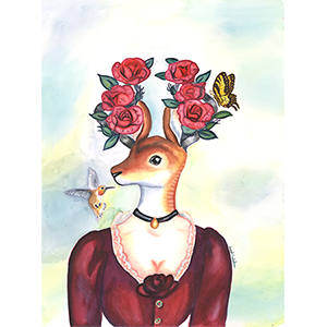 /Fantasy Art Painting titled Rose Red.   Click on the image to see a full frame image and a more extensive description
