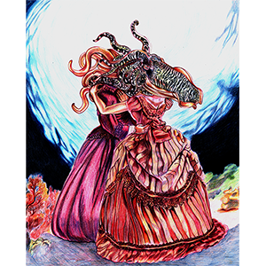 Fantasy Art Painting titled   Cutte Fish Couple 2.  Click on the image to see a full frame image and a more extensive description
