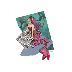 Fantasy Art Painting titled Purple Mermaid.   Click on the image to see a full frame image and a more extensive description